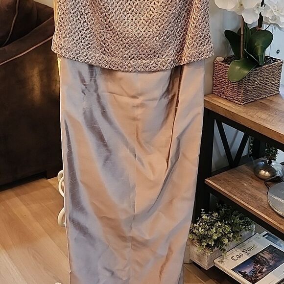 KM collection size 8P long formal dress and jacket taupe gold champagne color - Picture 6 of 16